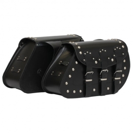 Kožené moto brašny TechStar Jack zdobené cvoky, černé