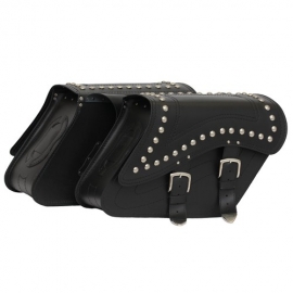 Kožené moto brašny TechStar Kosso zdobené cvoky, černé