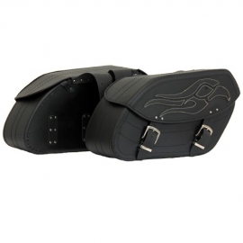 Kožené moto brašny TechStar Orel zdobené cvoky, černé