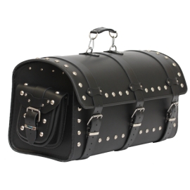 Kožená moto brašna TechStar válec Custom zdobený cvoky, černý