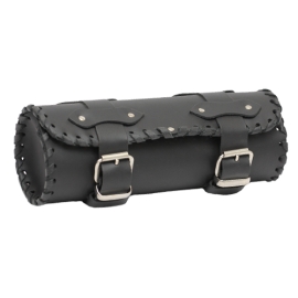 Kožená moto brašna TechStar rolka Chopper zdobená prošitím, černá