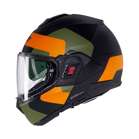 Moto helma Nolan N120-1 Omocromo N-com Nero/Arancione/Verde Militare 345