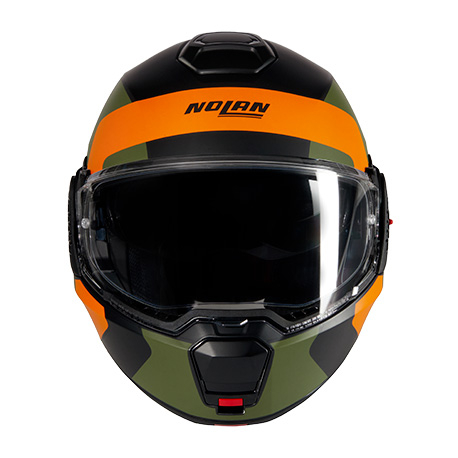 Moto helma Nolan N120-1 Omocromo N-com Nero/Arancione/Verde Militare 345